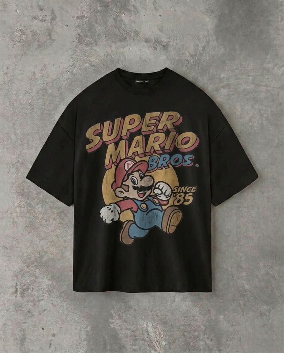 “Super Mario Bros.” Vintage Style | Black Tee
